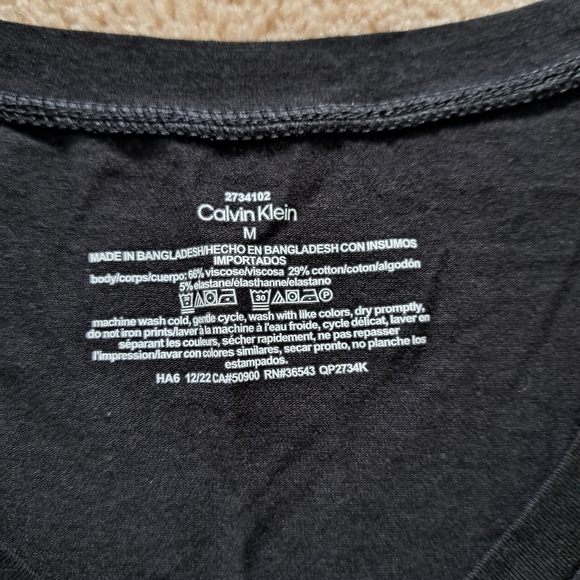 ❤️ Calvin Klein PJ Top Black Short Sleeved Women's Medium V-neck Loungewear - Picture 2 of 12